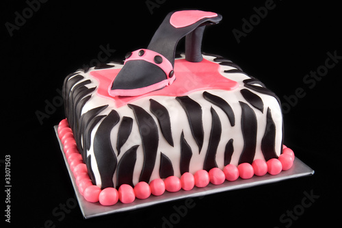 High Heel Shoe on Zebra Print Cake
