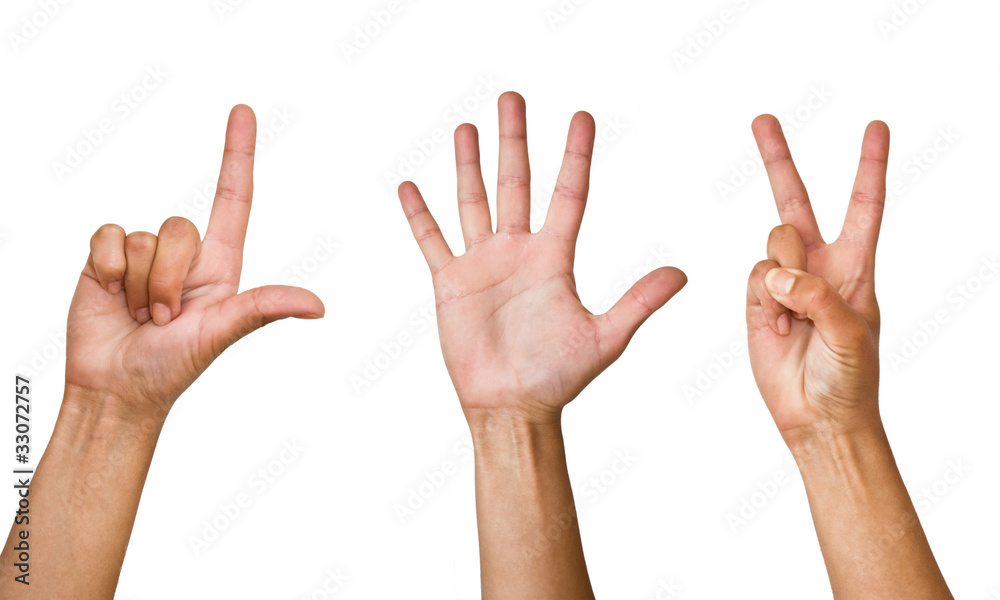 Human hands on a white background. Different variants Human hands on a white background. Different variants