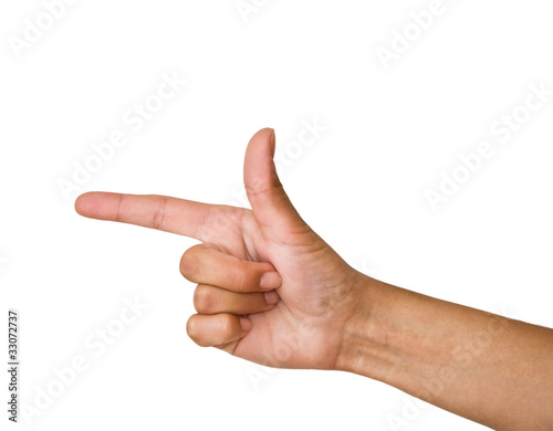Fotografia Female hand with outstretched index finger. Isolated