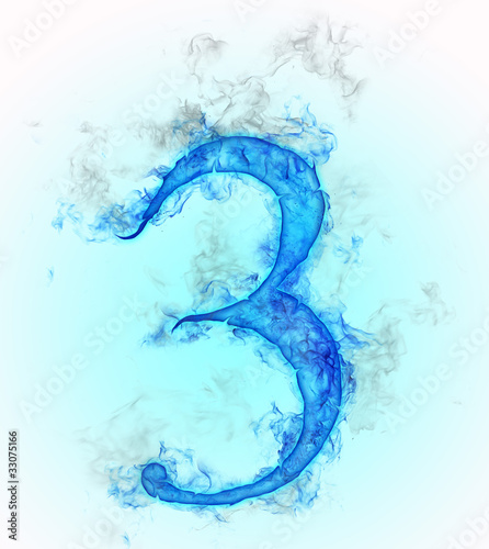 Number 3 in blue ink design © Jag_cz