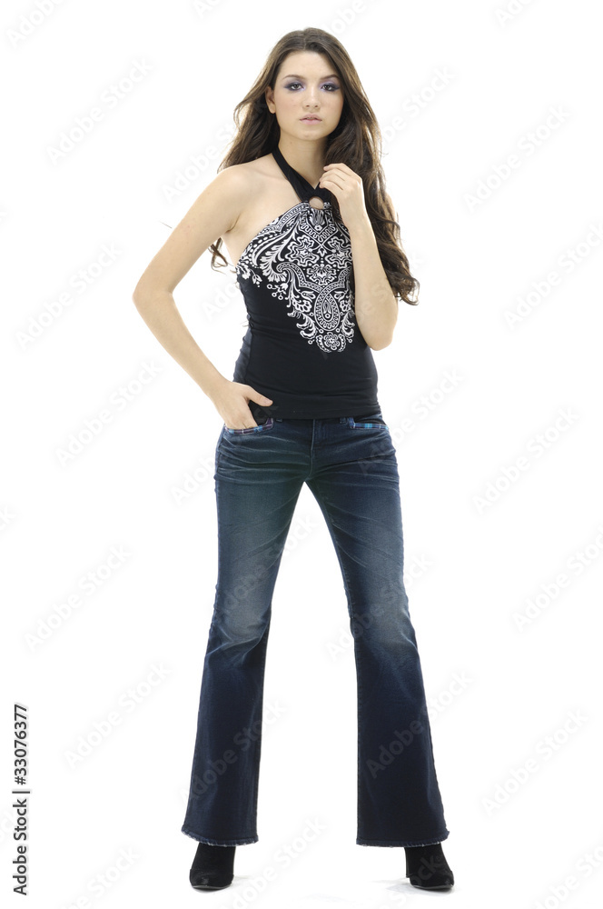 Full length casual young fashion sexy model posing Full length casual young fashion sexy model posing