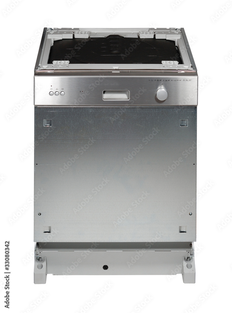 Modern built in dishwasher isolated on white