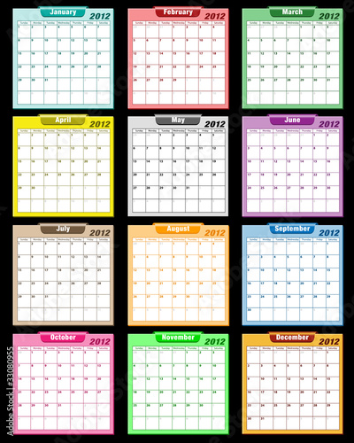 Calendar 2012 assorted colors