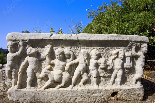 grèce,athènes : ancienne agora, bas-relief
