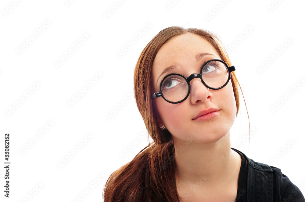 Young smiling student woman. Over white background Young smiling student woman. Over white background