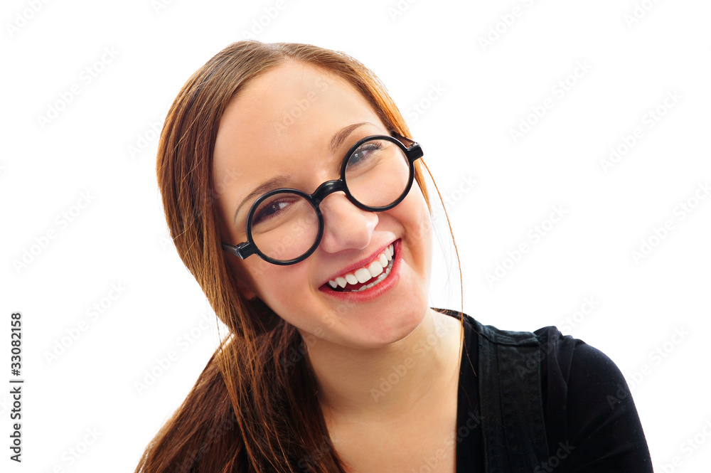 Young smiling student woman. Over white background Young smiling student woman. Over white background