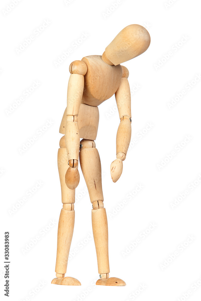 Jointed wooden mannequin representing discouragement Jointed wooden mannequin representing discouragement