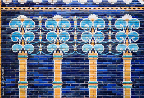 Detail of a Babylonian city wall in Pergamon museum ,Berlin photo