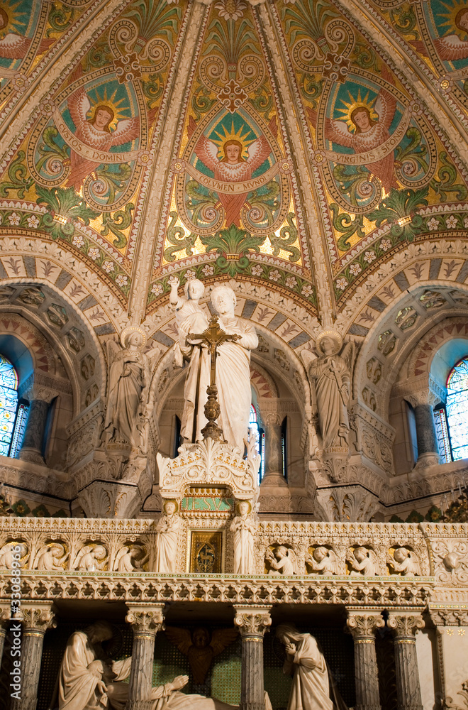 Interior of basilique Notre Dame de Fourviere, Lyon, France