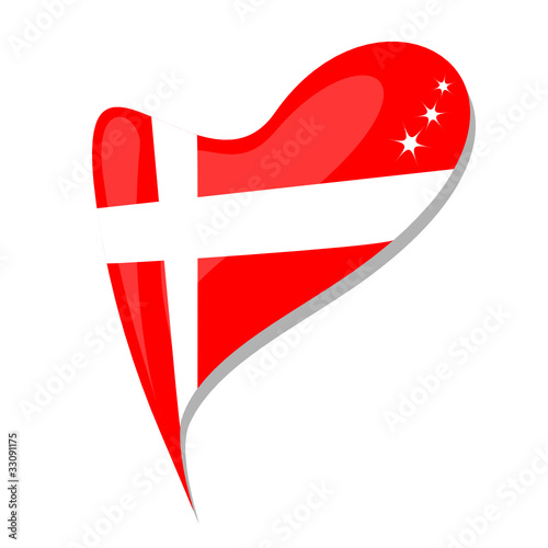 denmark in heart. Icon of denmark national flag. vector