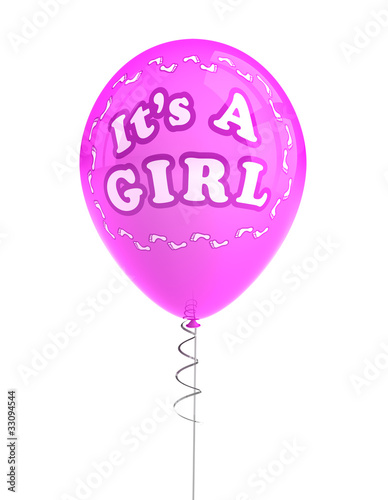 It's a girl party balloon over white background