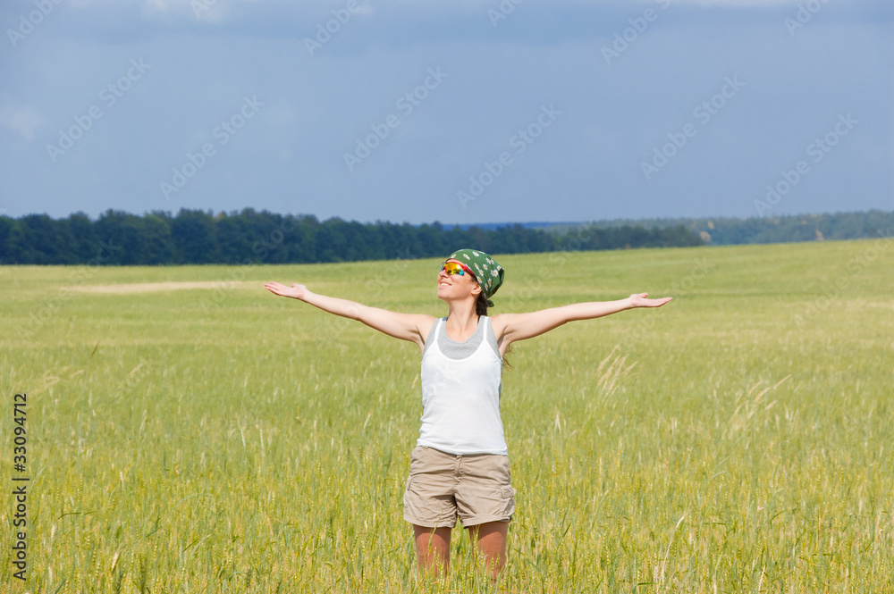 Happy woman in field Happy woman in field