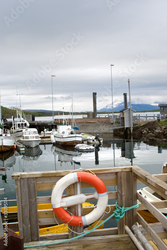 Quiet Harbor with boats in the Norwegian Sea.