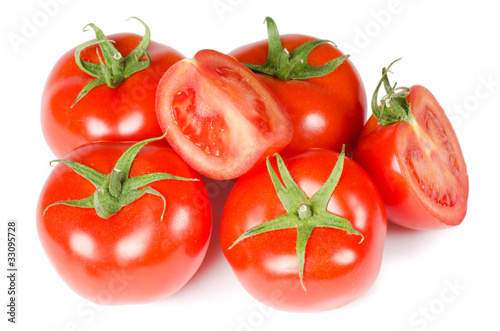 Red tomato isolated on white background