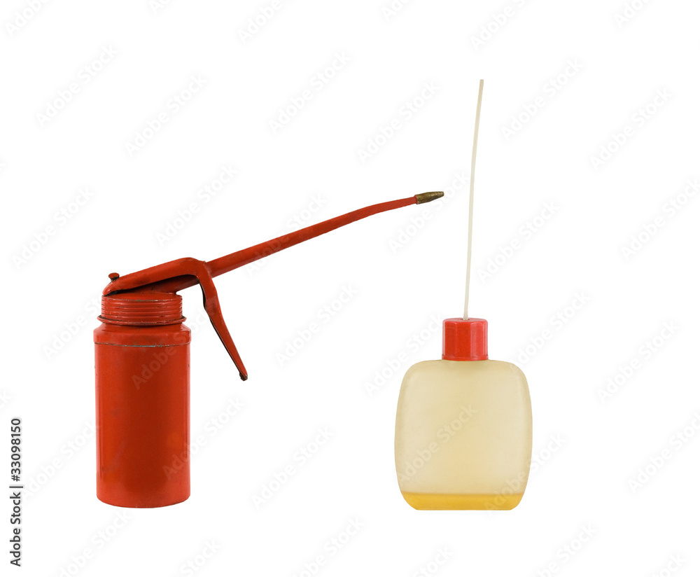 two oil cans on a white background two oil cans on a white background