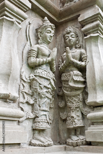 wall of temple buddha in thailand