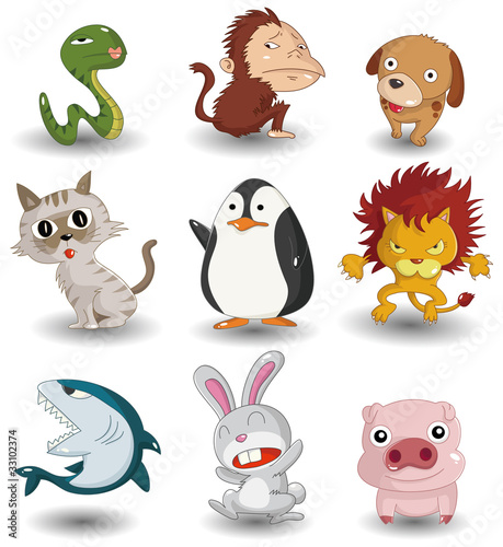 cartoon animal icon set