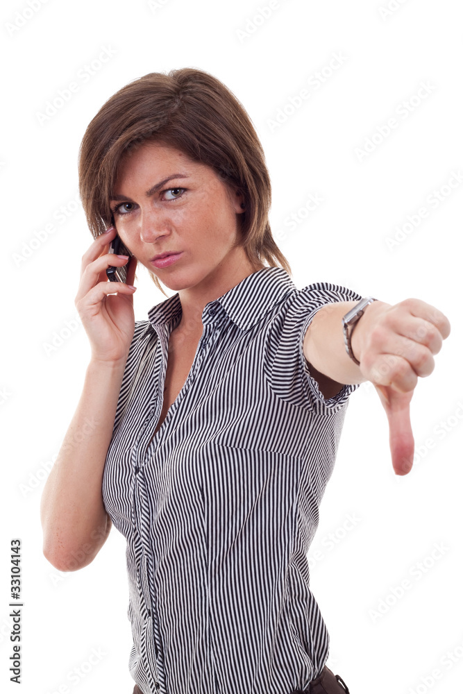 business woman with thumb down gesture business woman with thumb down gesture