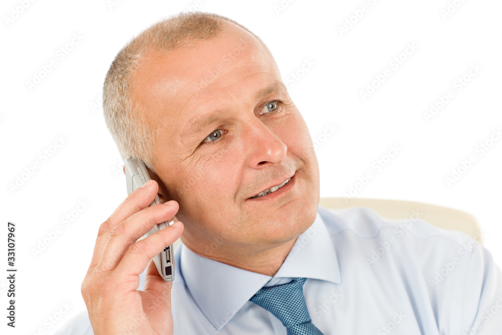Smiling businessman on phone close-up portrait Smiling businessman on phone close-up portrait