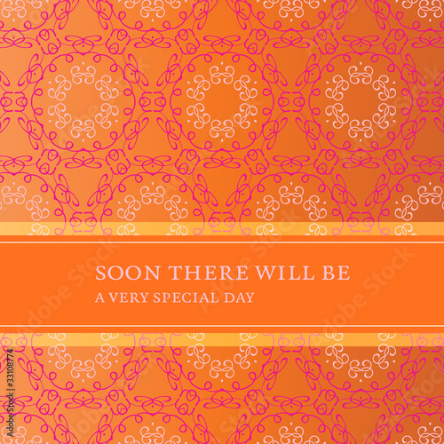 Invitation card with flower pattern and banner