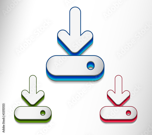 Glossy arrow moving down icon