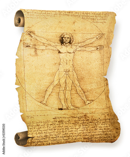 Leonardo's Vitruvian Man old parchment photo