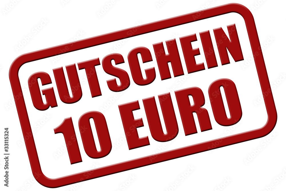 Stempel rot rel GUTSCHEIN 10 EURO Stempel rot rel GUTSCHEIN 10 EURO