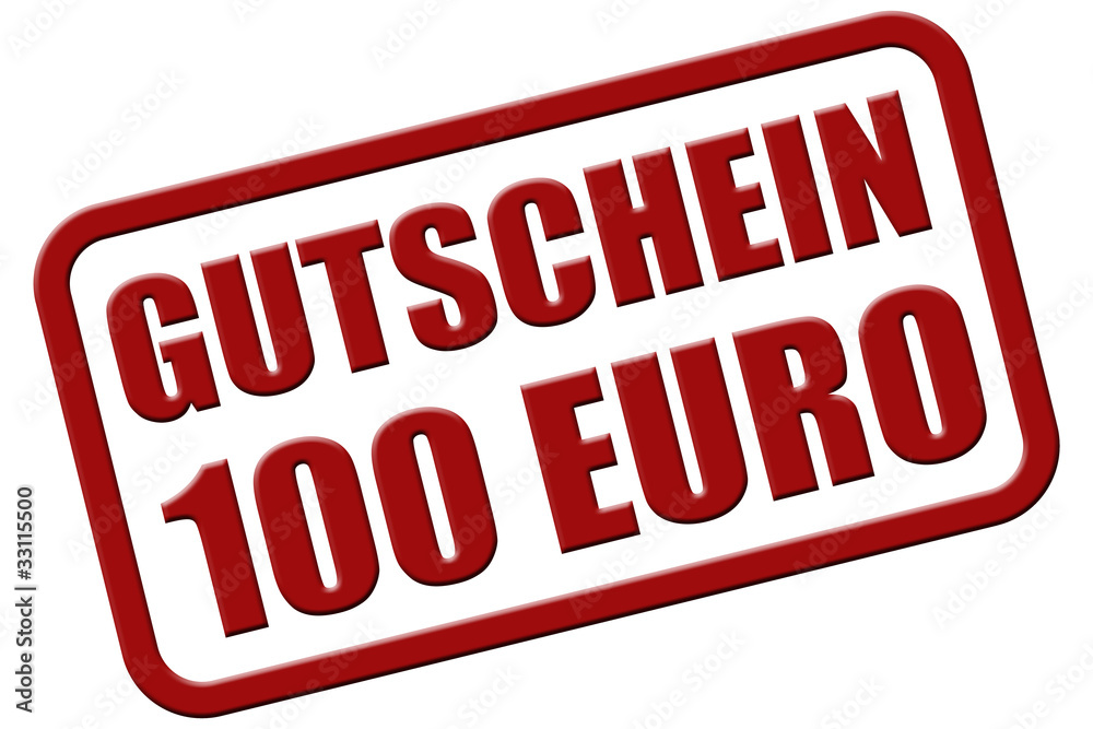 Stempel rot rel GUTSCHEIN 100 EURO Stempel rot rel GUTSCHEIN 100 EURO