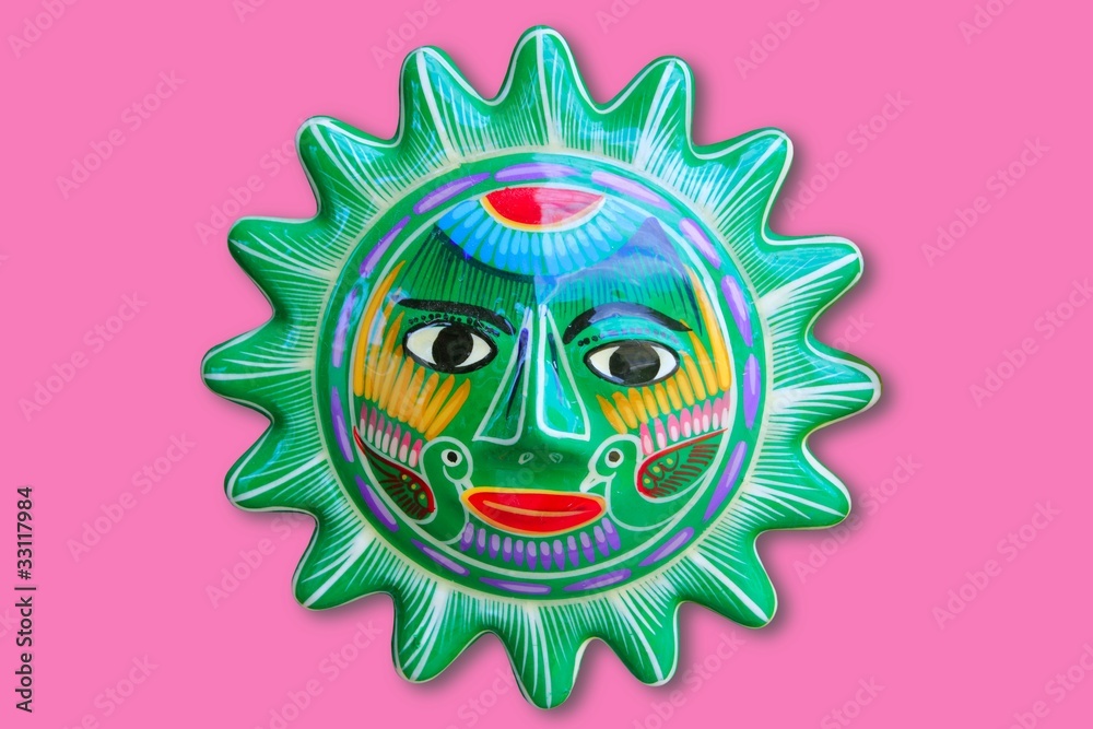 Mexican indian sun handcraft ceramic isolated Mexican indian sun handcraft ceramic isolated