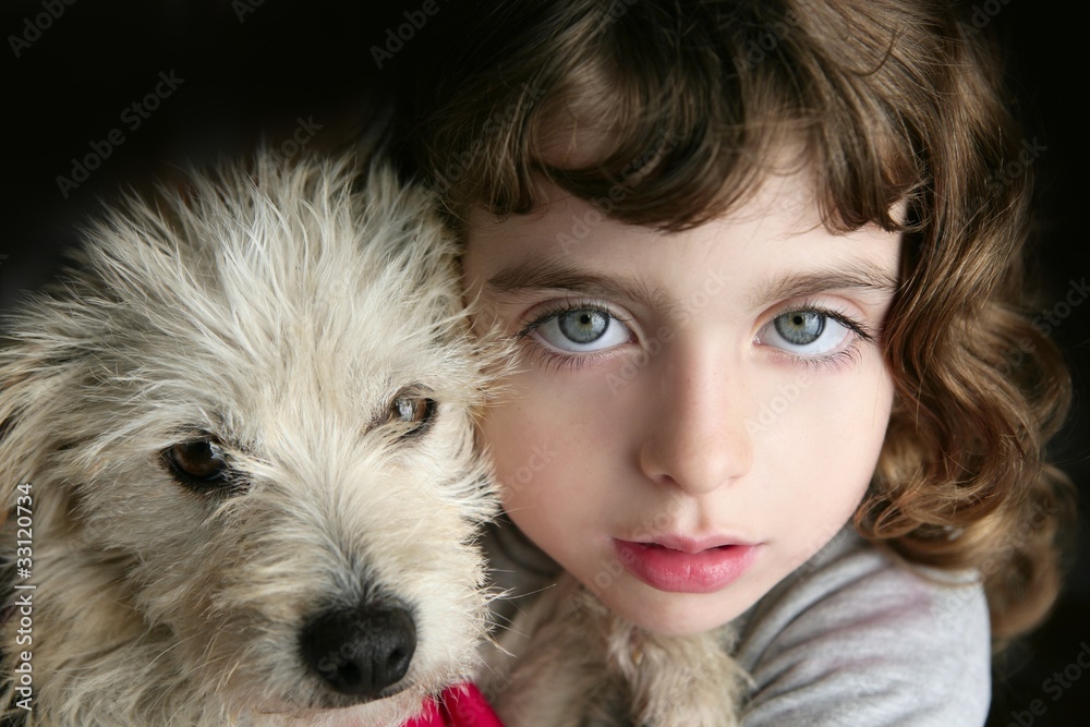 dog puppy pet and girl hug portrait closeup blue eyes dog puppy pet and girl hug portrait closeup blue eyes