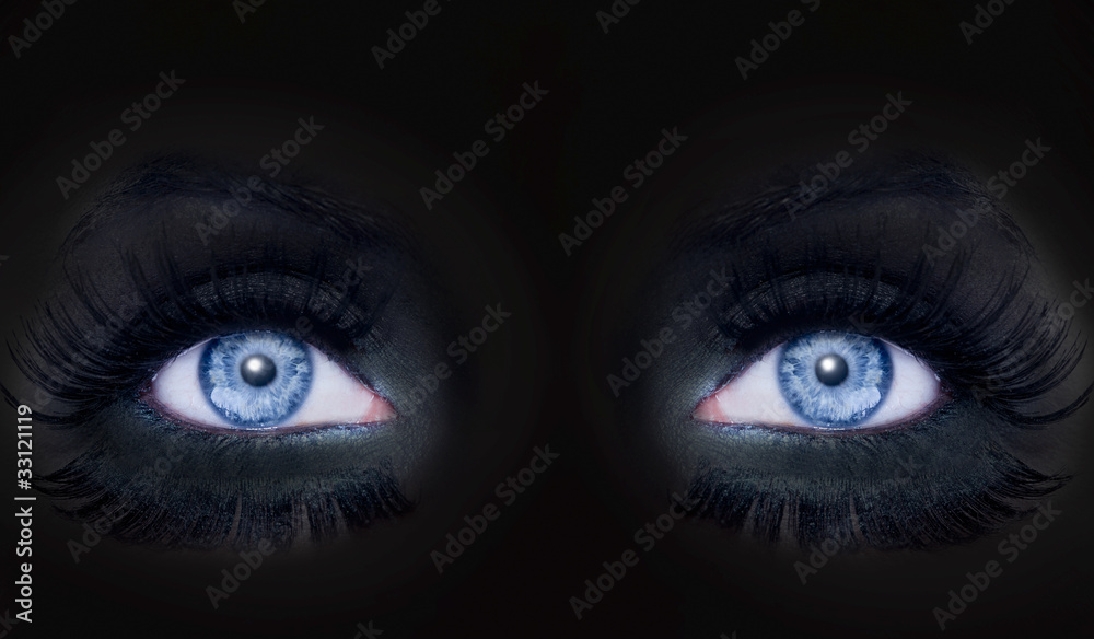 blue eyes darked face makeup black panther woman