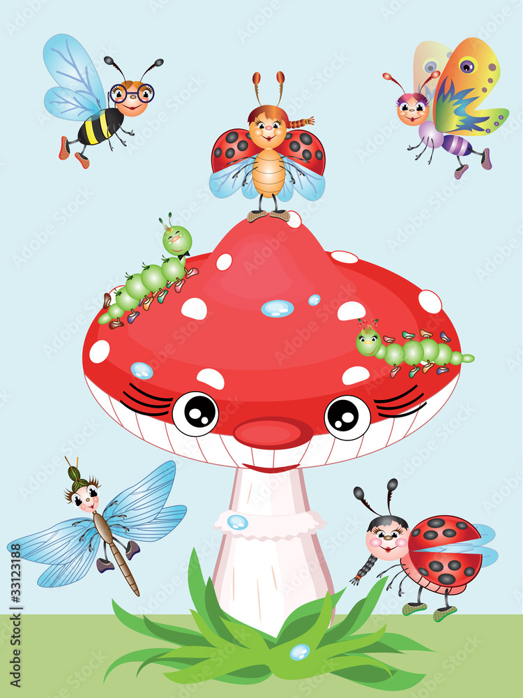 Mushroom and insects Mushroom and insects
