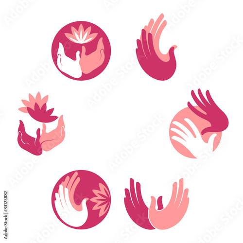 hands and flower logo element
