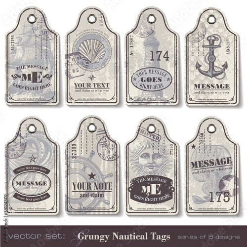 8 grungy nautical tags (download without sample text)