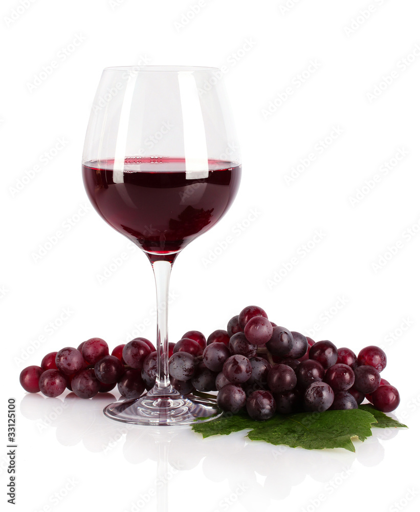 Bottle and glass with wine isolated on white Bottle and glass with wine isolated on white