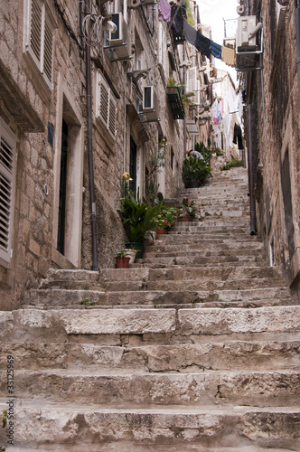 Narrow streets of the Walled City of Dubrovnic Croatia