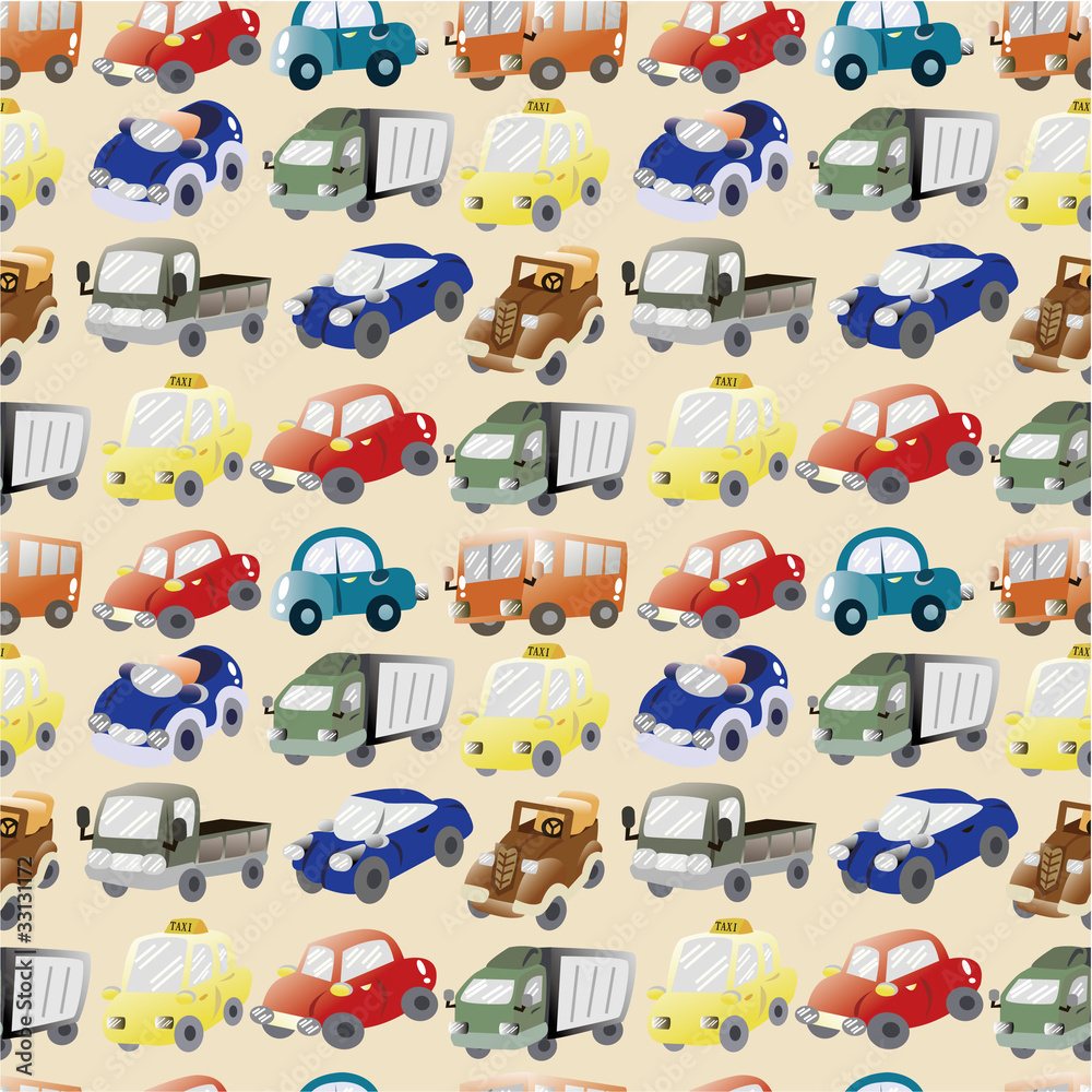 seamless cartoon car pattern. seamless cartoon car pattern.