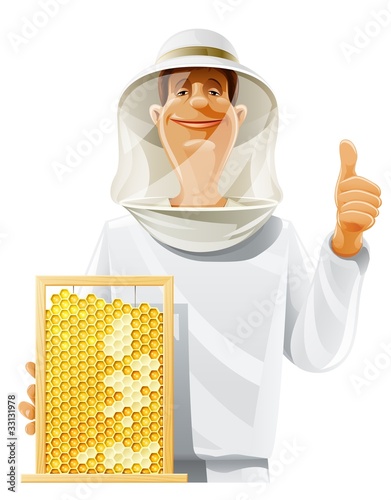 bee-keeper with bee hive
