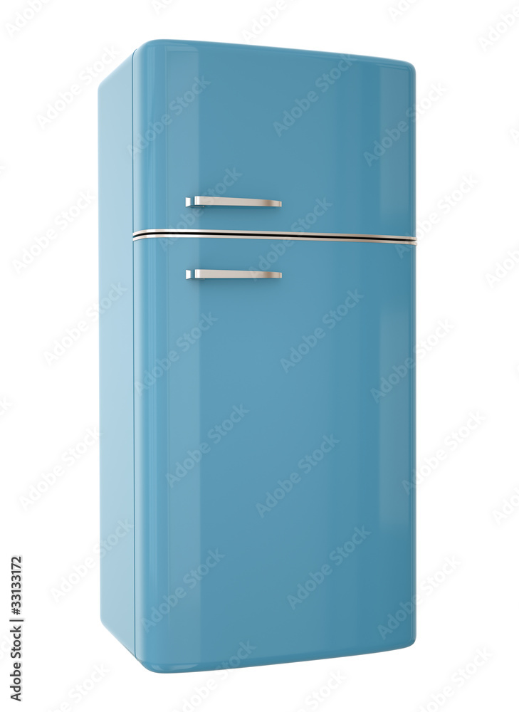 Blue refrigerator. 3D render. Blue refrigerator. 3D render.
