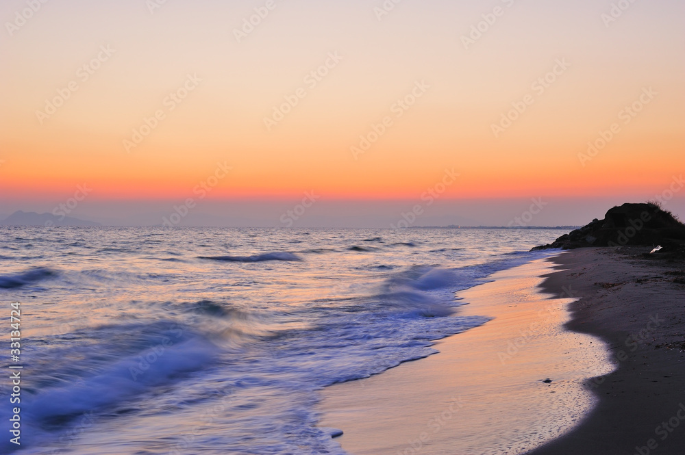 Milky sunset at the Aegean sea