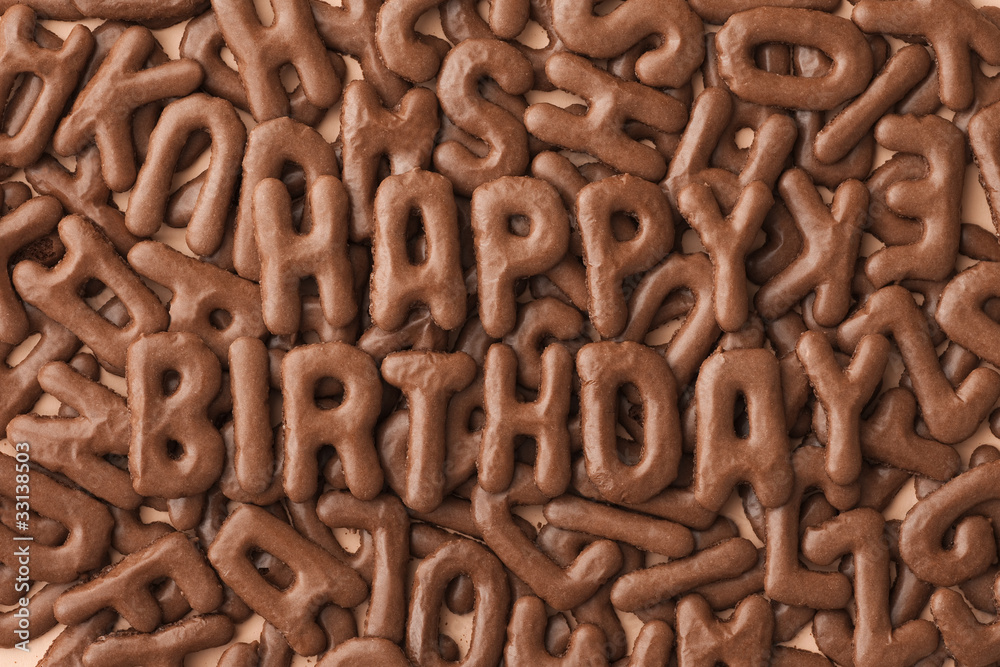 Letter biscuits spelling the words HAPPY BIRTHDAY Letter biscuits spelling the words HAPPY BIRTHDAY