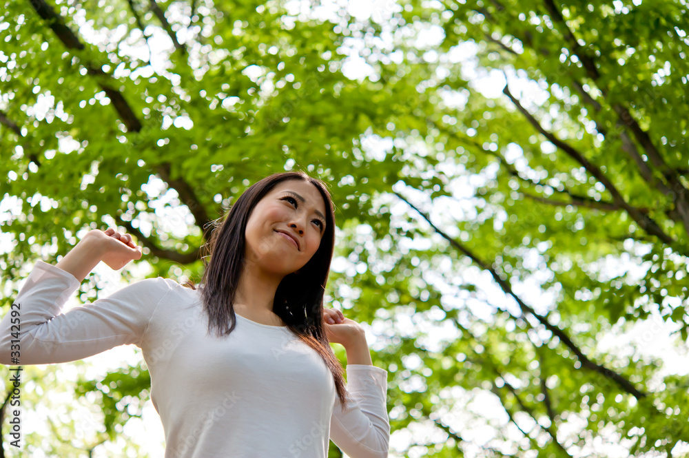 beautiful asian woman in the forest beautiful asian woman in the forest