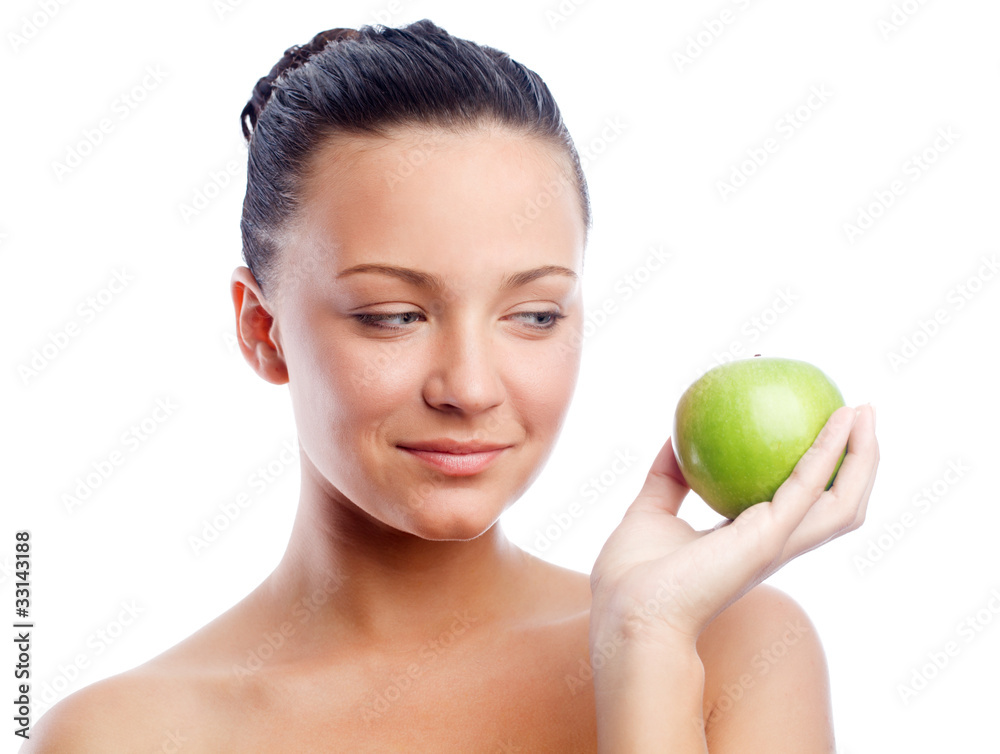 Woman with green apple Woman with green apple