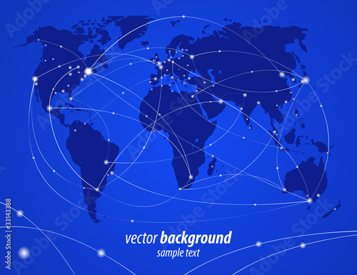 Vector illustration night travel world map