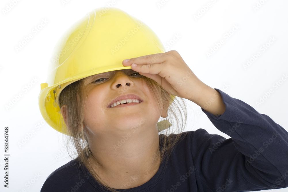 sechsjähriges Mädchen mit Bauarbeiterhelm (mr) sechsjähriges Mädchen mit Bauarbeiterhelm (mr)