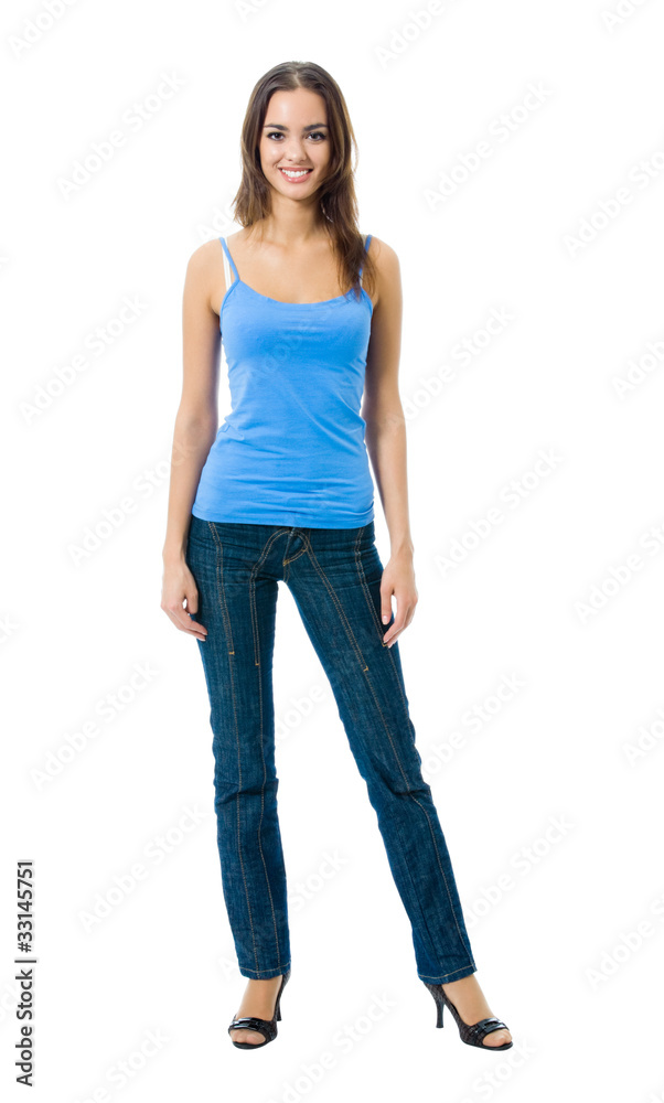 Full body portrait of woman in sportswear, isolated on white Full body portrait of woman in sportswear, isolated on white