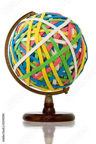 Giant Rubber Band Ball on Wooden Stand