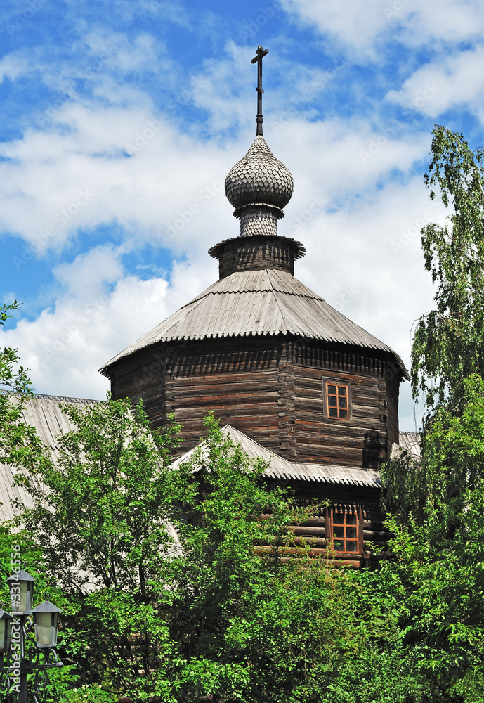 Cupola of ancient wooden church in Murom, Russia