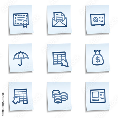 Banking  web icons, blue notes