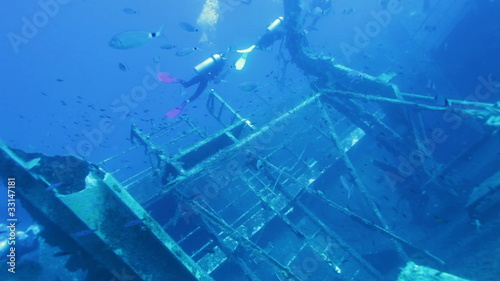 Divers exploring Zenobia shipwreck, Cyprus